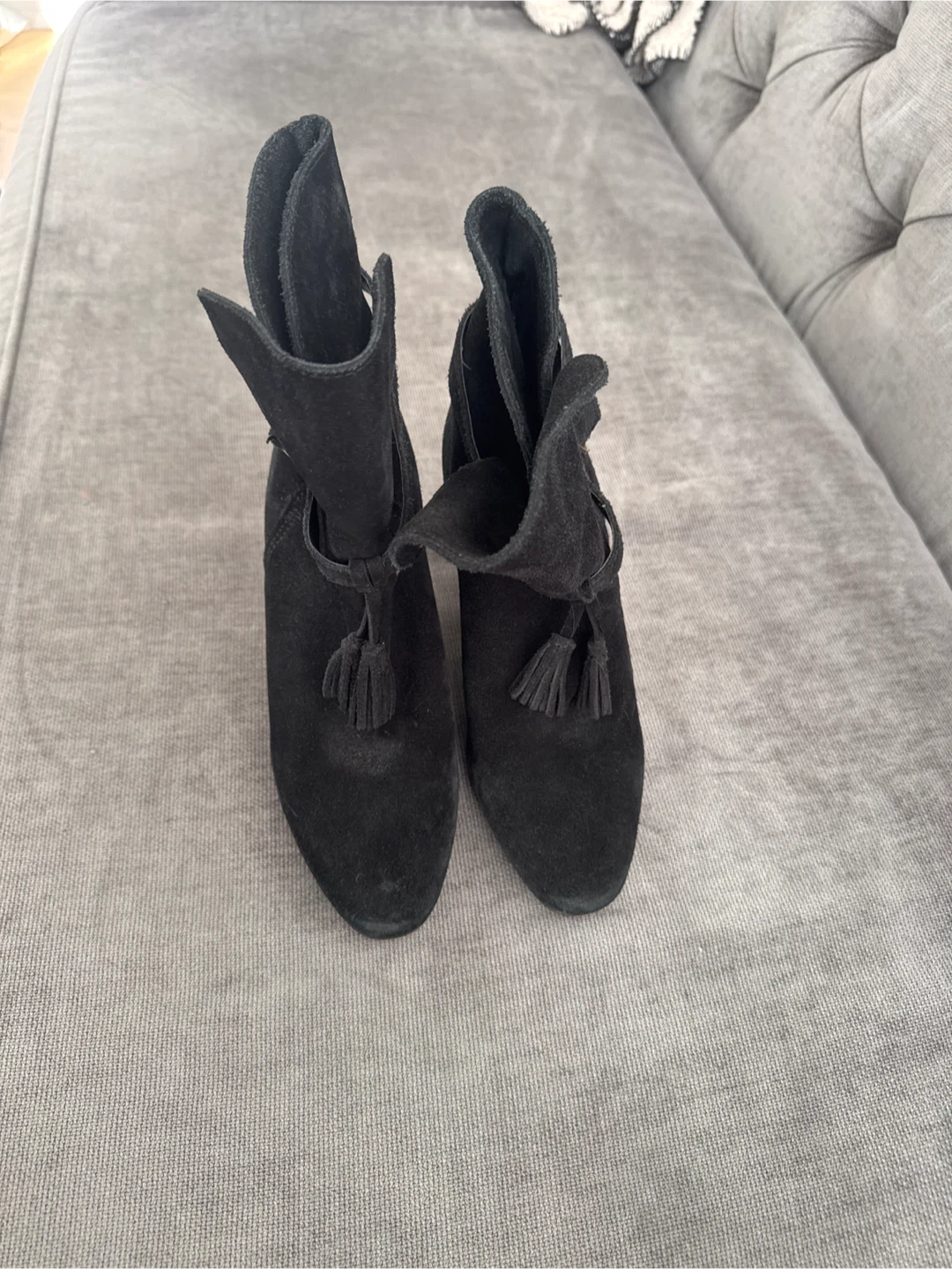 Promod Black Suede Wedge Ankle Boots Size 37