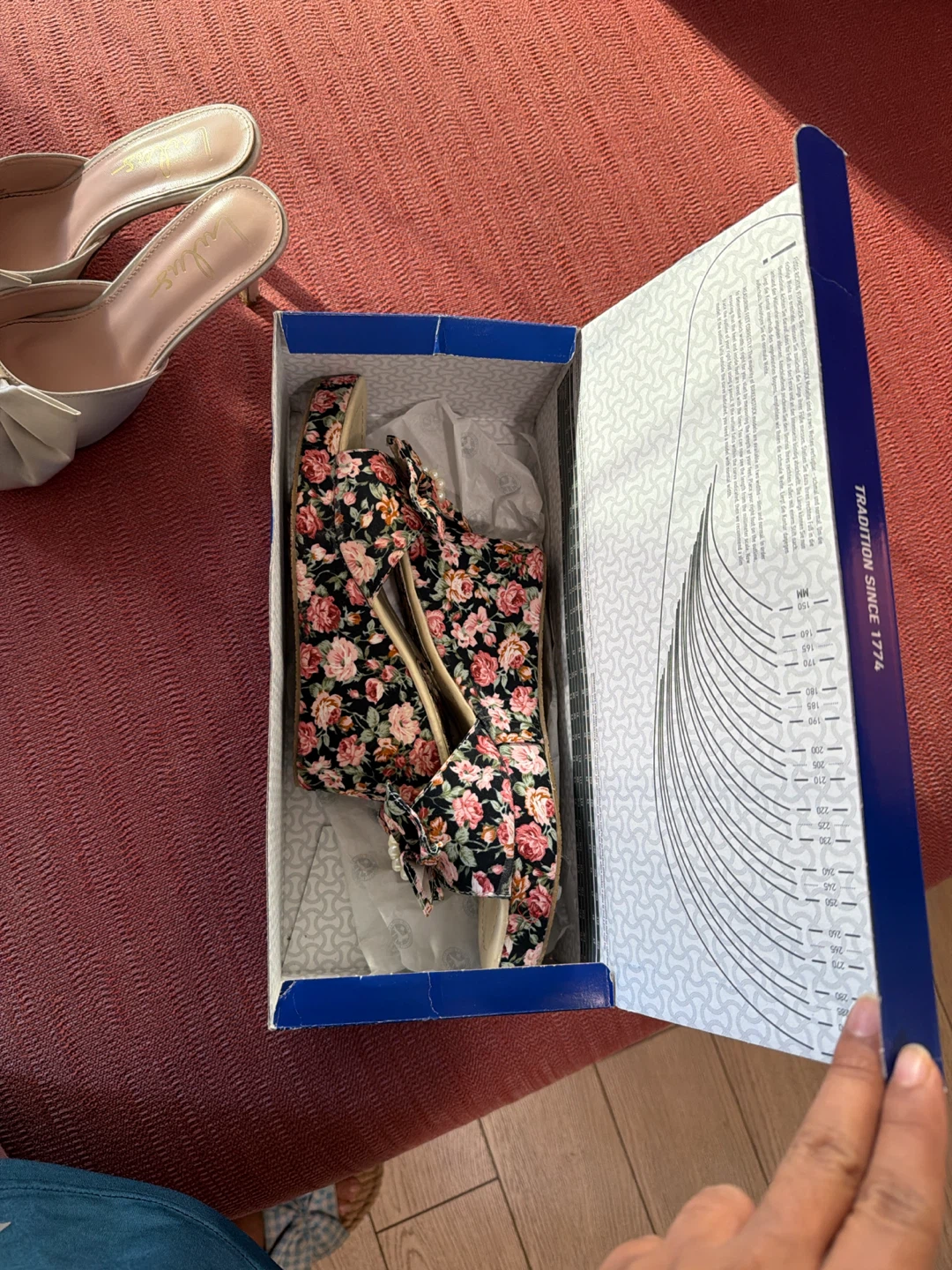 Floral Wedge Sandals with Pearl Detail