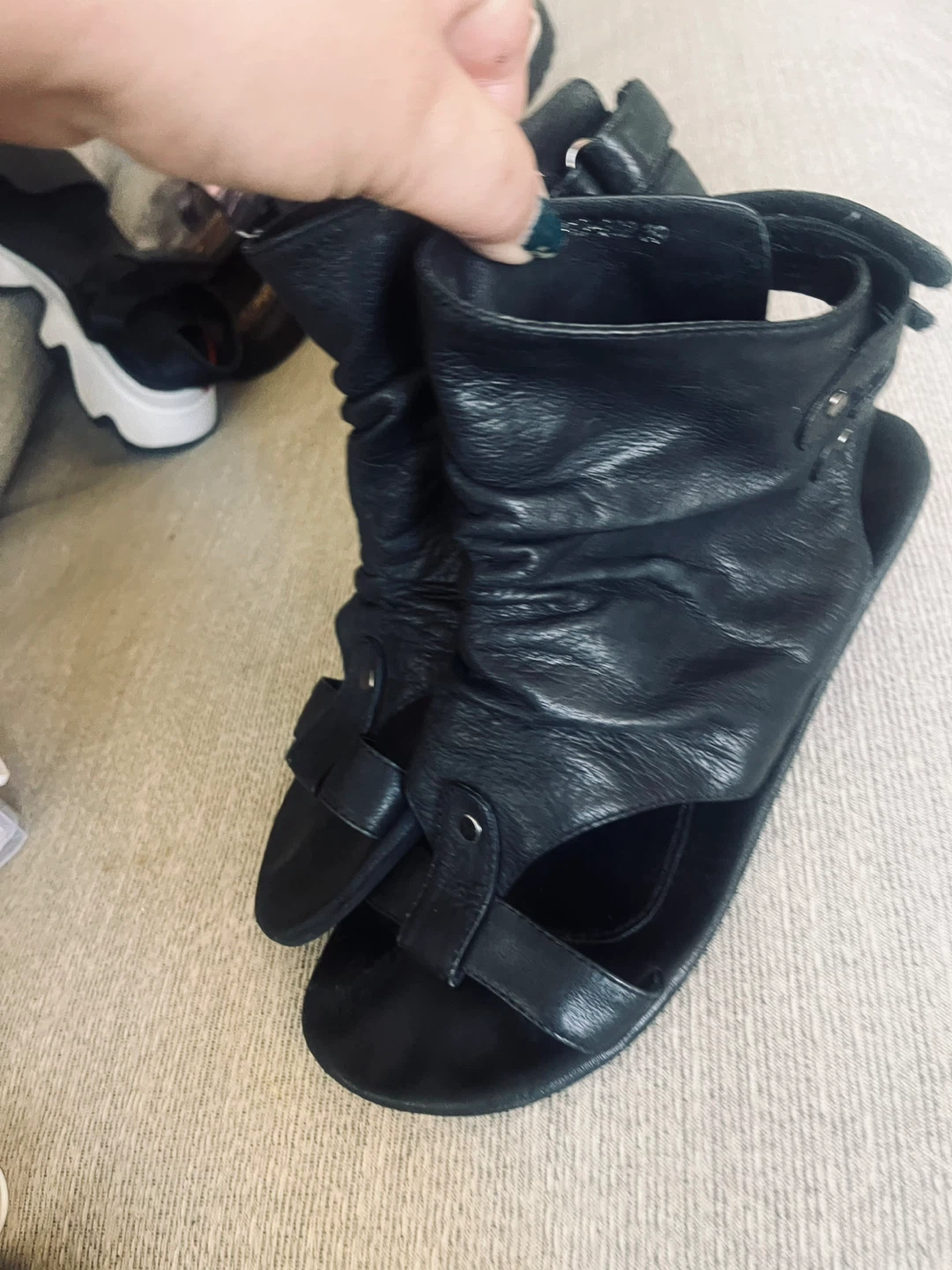Black Leather Sandals Size 39 - photo 2