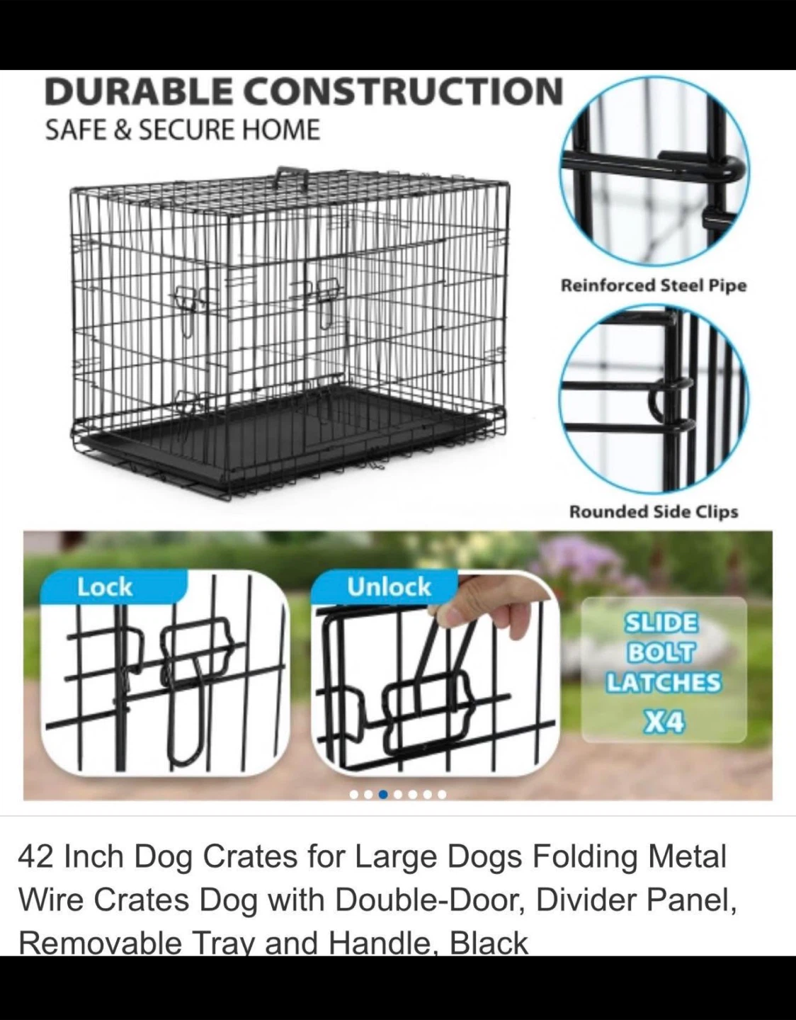 42-Inch Folding Metal Dog Crate - photo 4