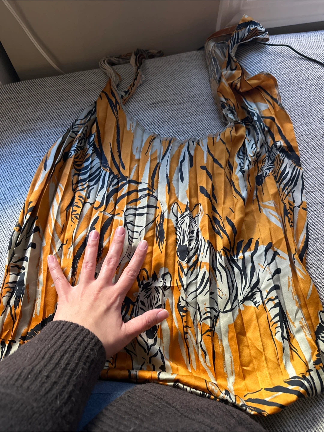 Pleated Zebra Print Tote Bag - photo 2