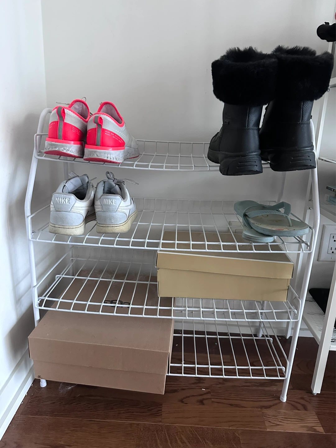 White Wire Shoe Rack