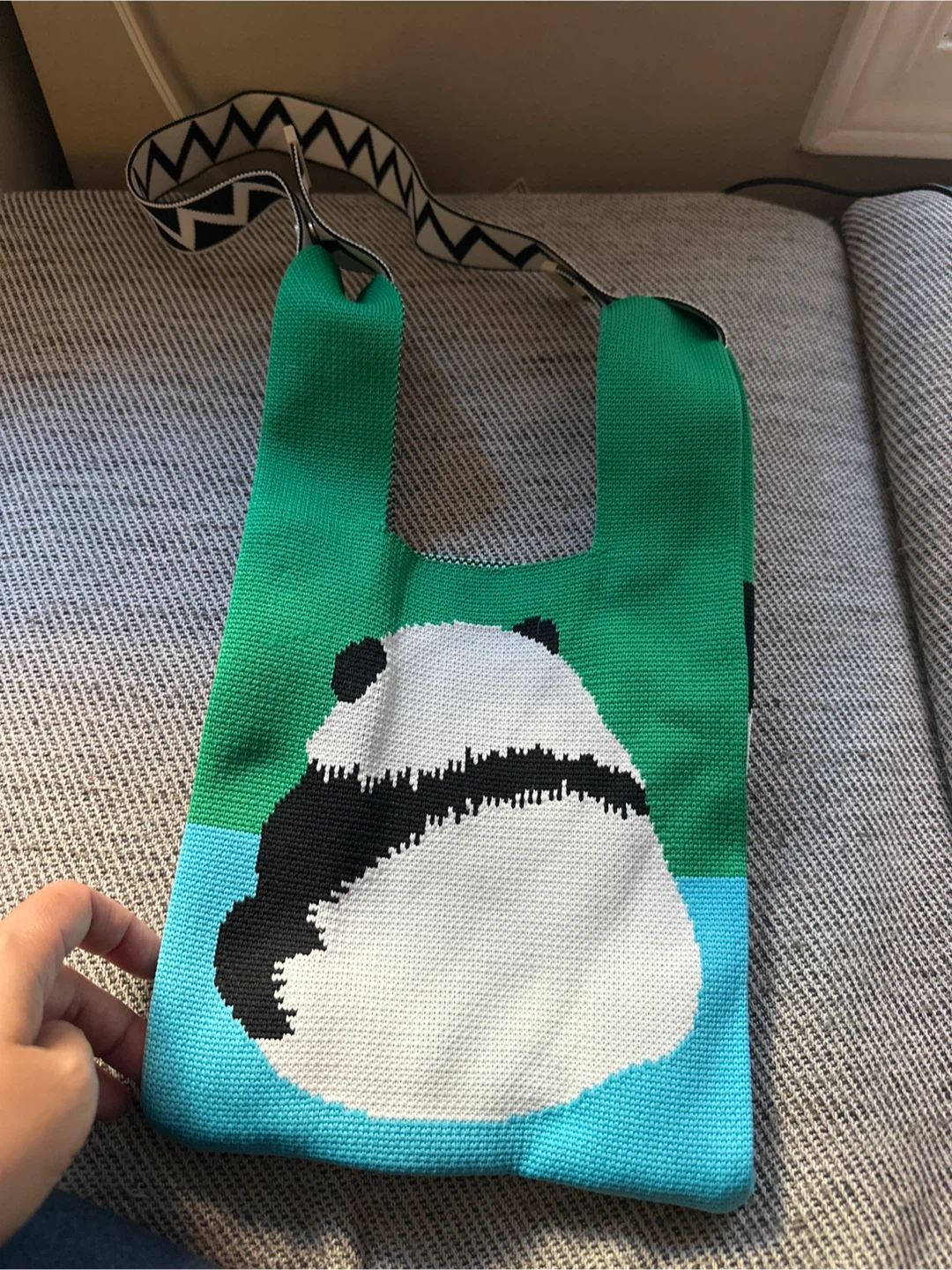 Knitted Panda Design Handbag