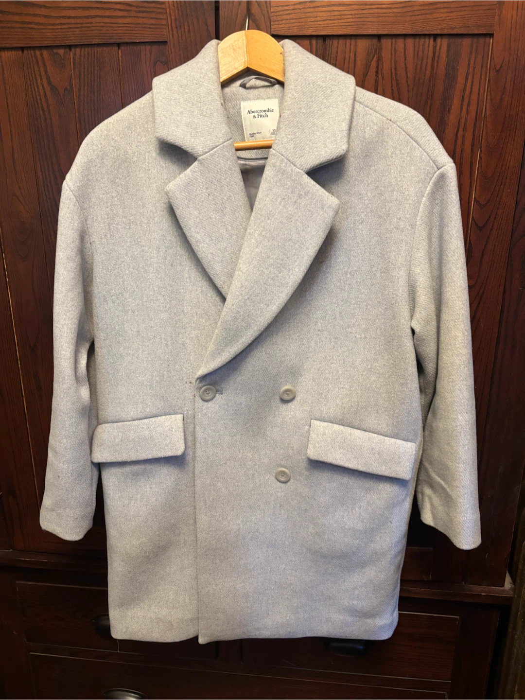 XS Abercrombie & Fitch Light Grey Wool-Blend Coat