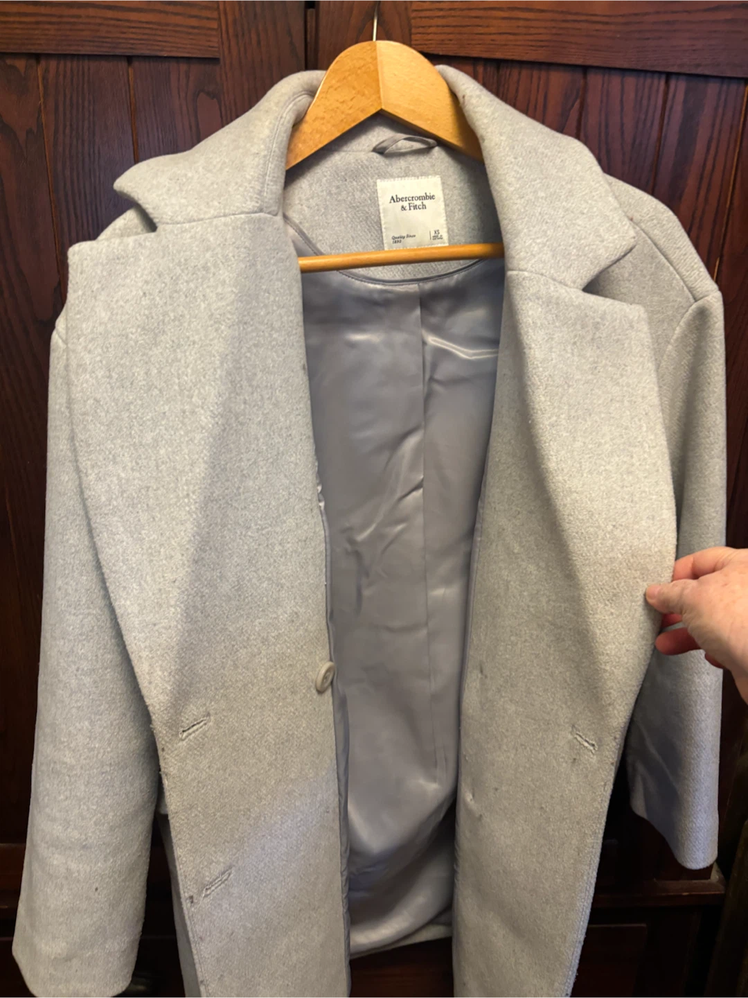 XS Abercrombie & Fitch Light Grey Wool-Blend Coat - photo 3