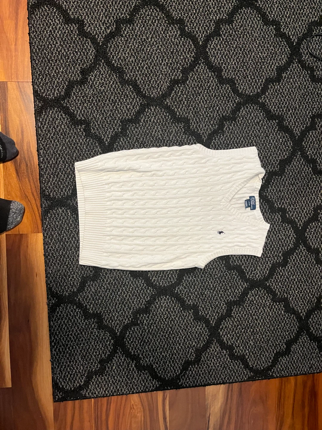 Polo Ralph Lauren White Cable Knit Sweater Vest