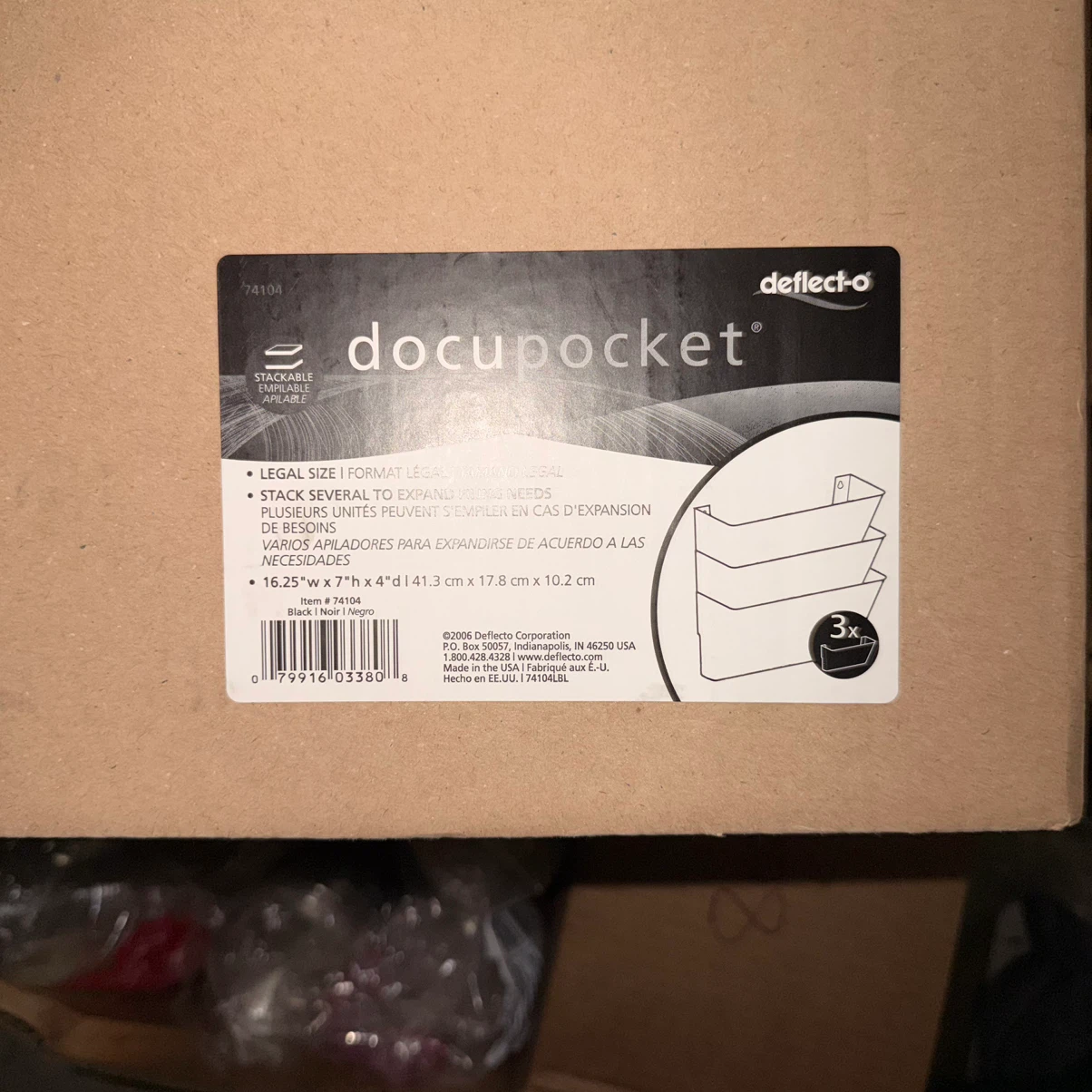 Deflect-o Docupocket Legal Size Wall File, Black