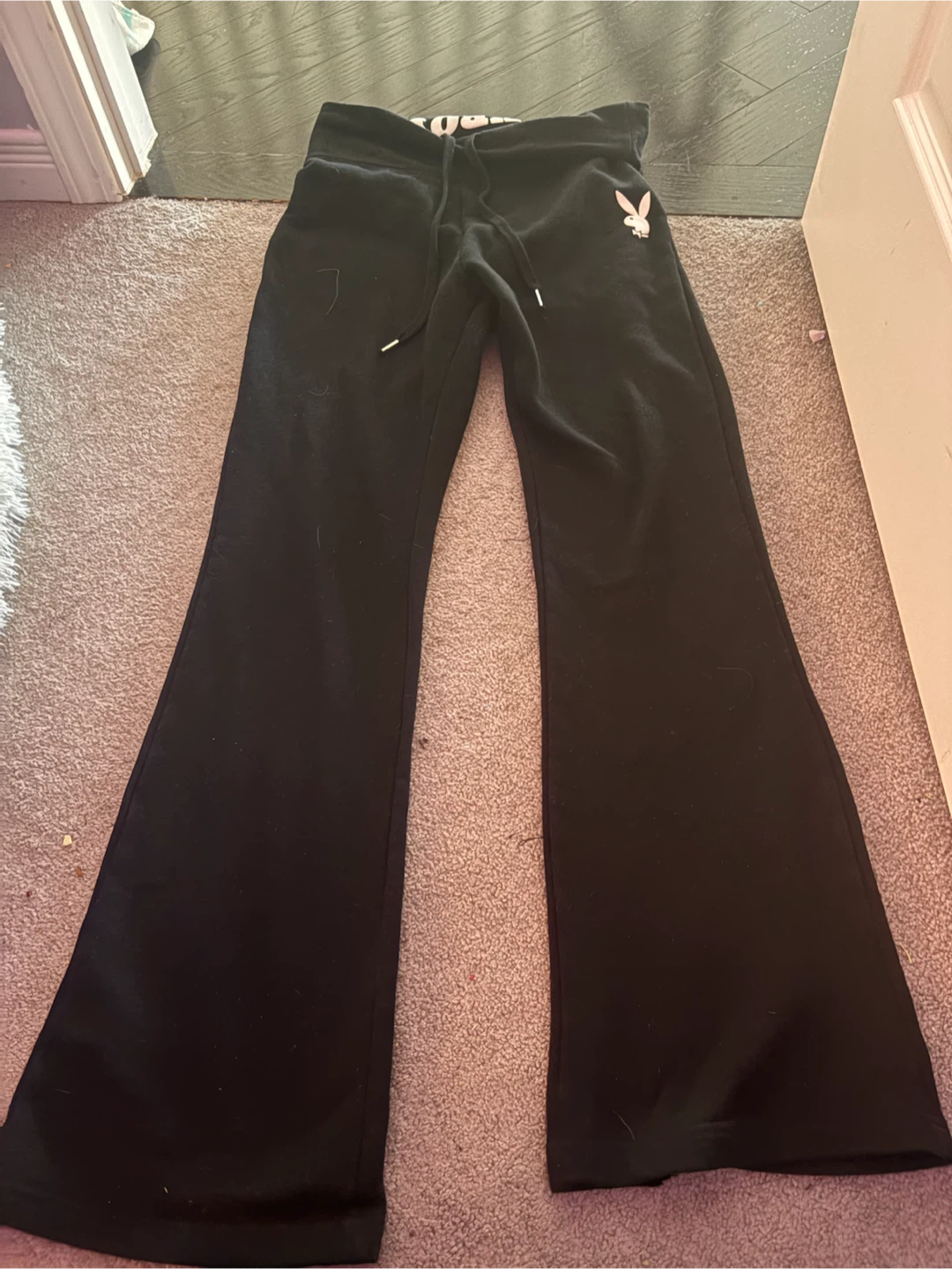 Black Playboy Fold-Over Sweatpants