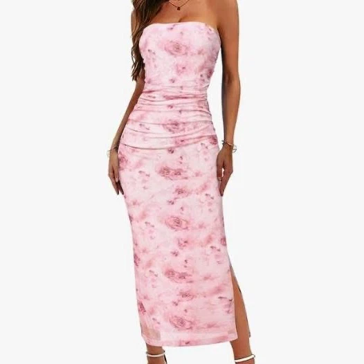 Pink Floral Bodycon Dress