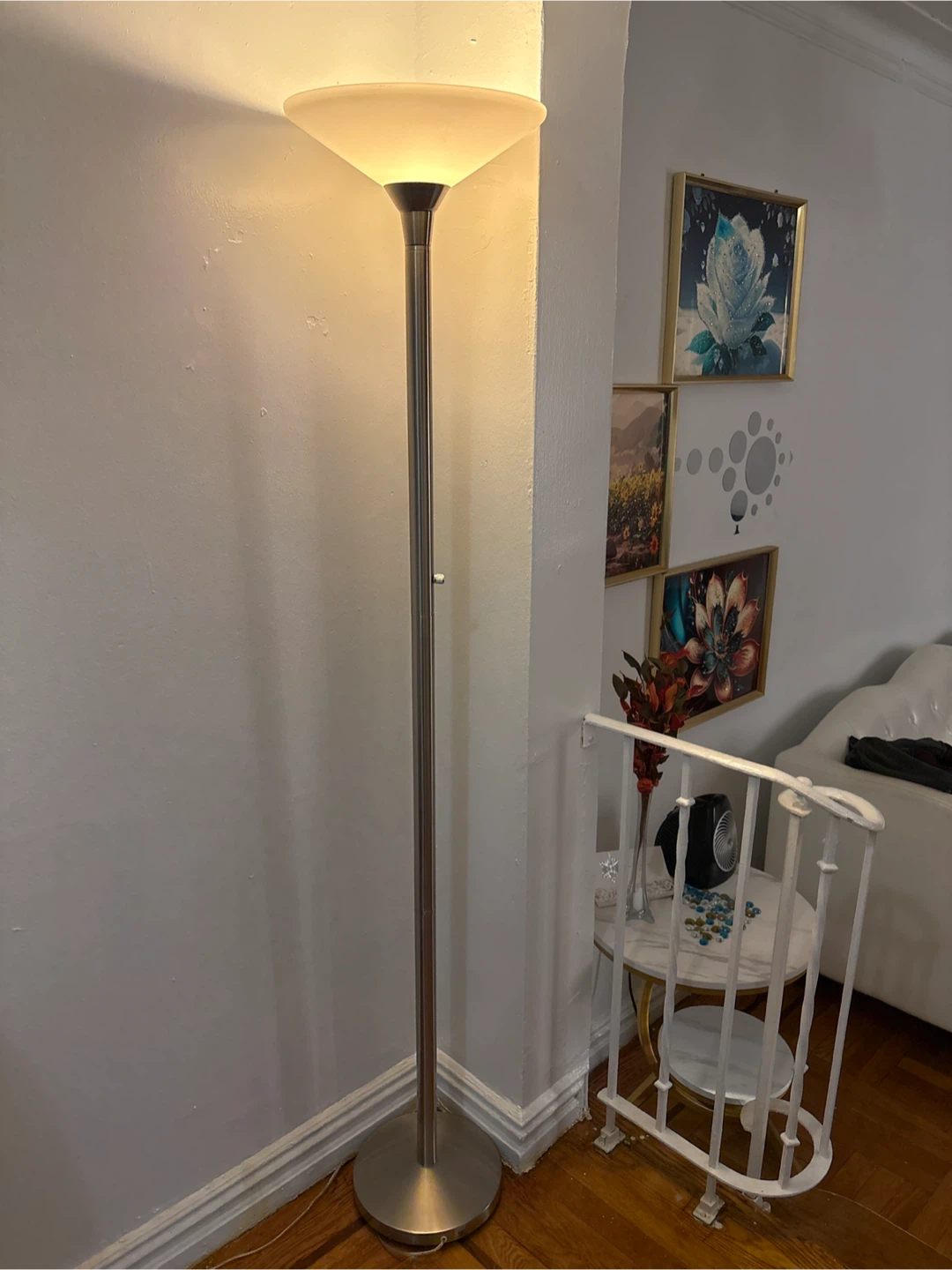 Brushed Nickel Torchiere Floor Lamp