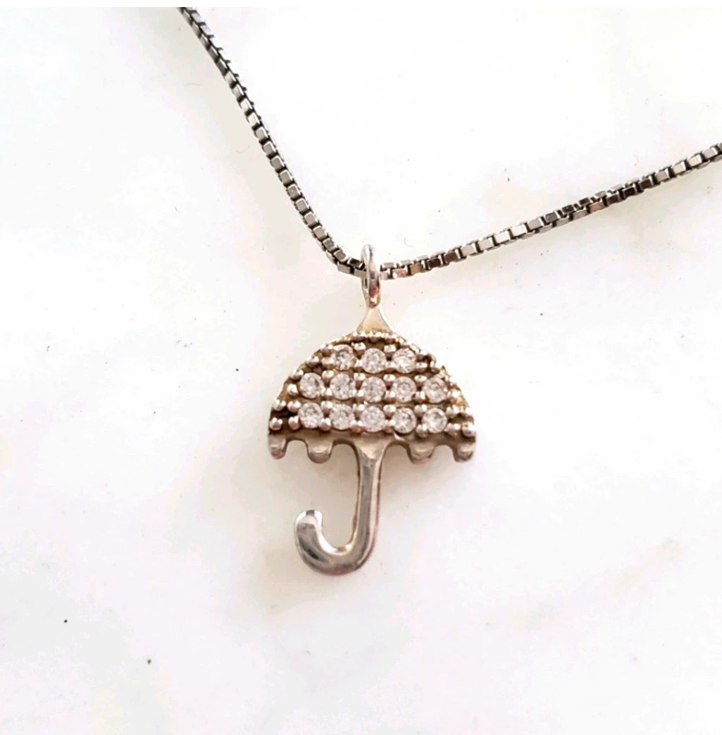 Silver-Tone Umbrella Pendant Necklace