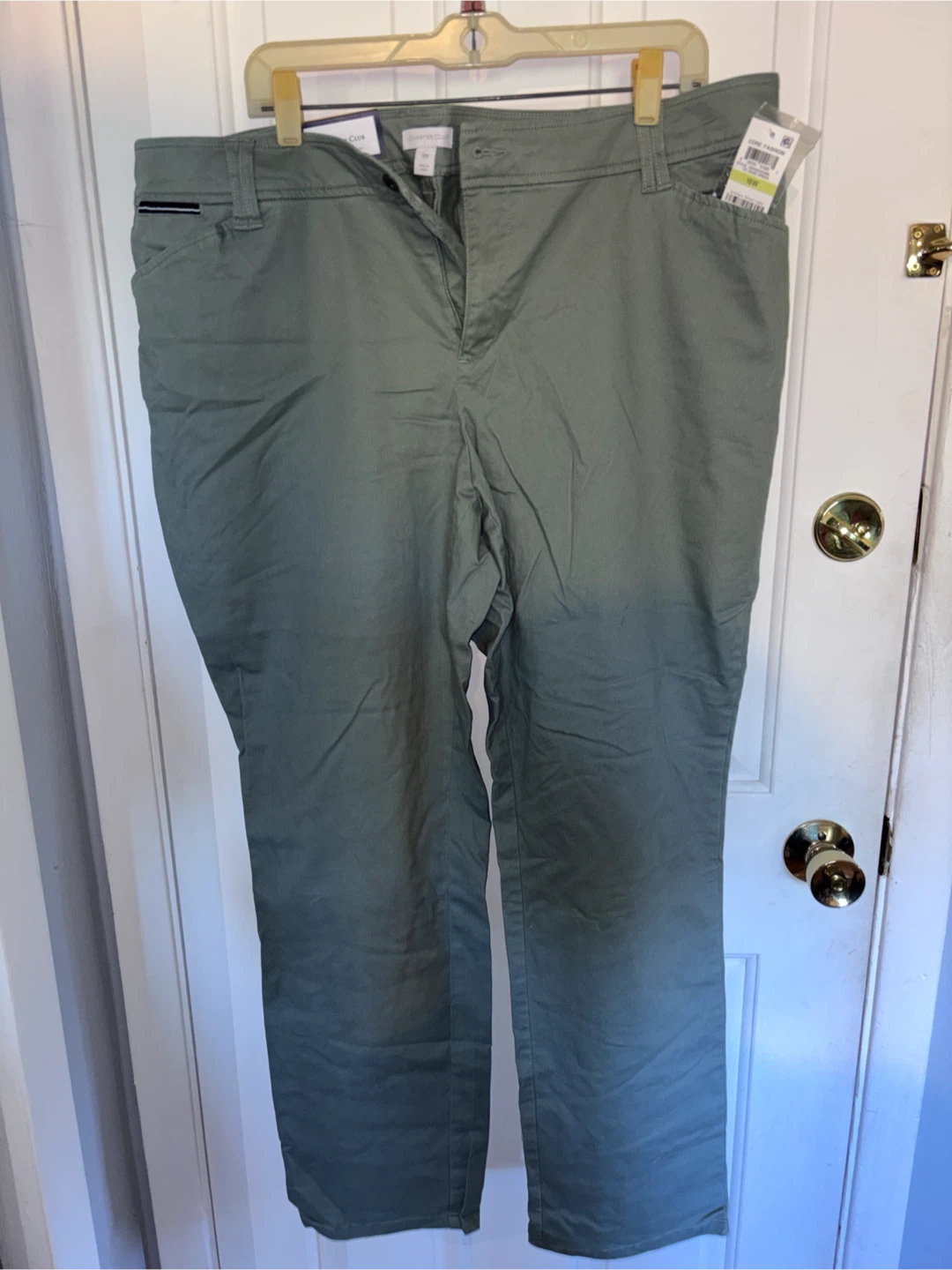 Charter Club Slim Leg Pants Olive Green 18W