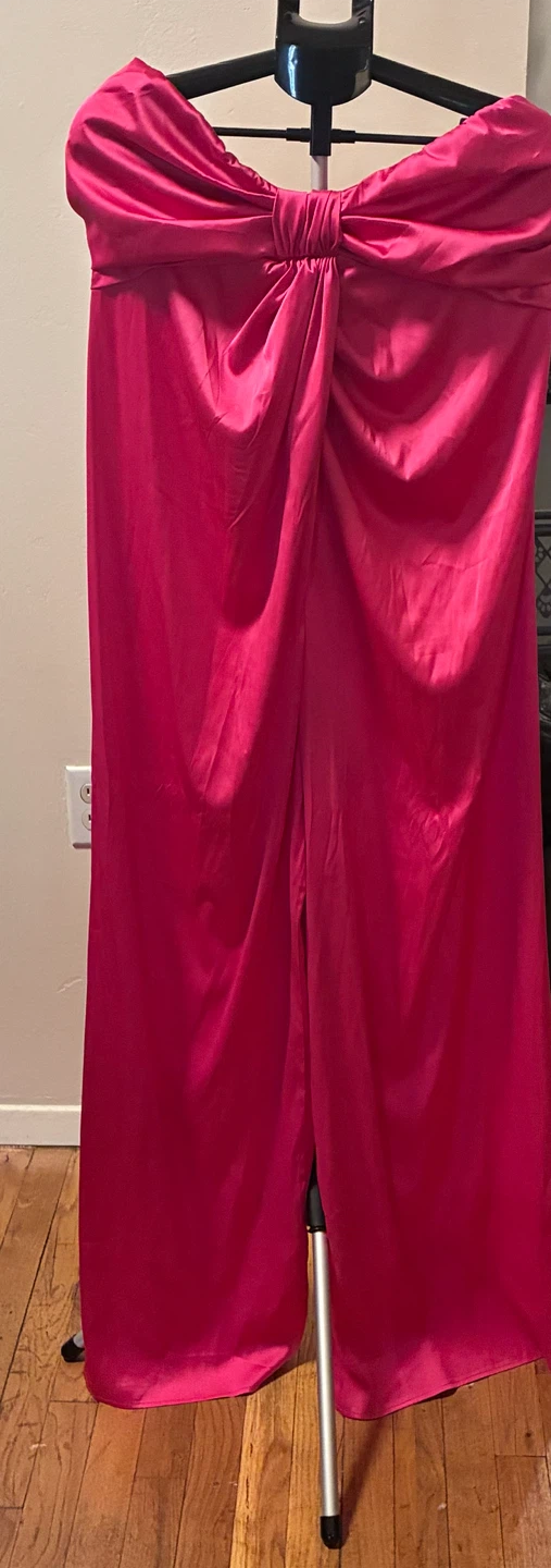 Fashion Nova Chelsea Satin Jumpsuit Hot Pink 1X