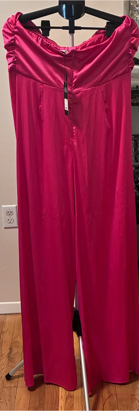 Fashion Nova Chelsea Satin Jumpsuit Hot Pink 1X - photo 2