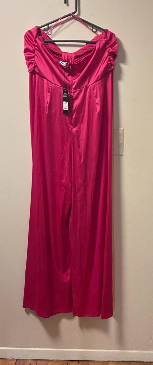Fashion Nova Chelsea Satin Jumpsuit Hot Pink 1X - photo 4