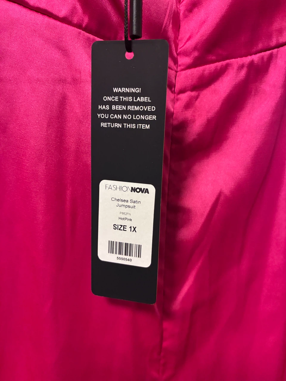 Fashion Nova Chelsea Satin Jumpsuit Hot Pink 1X - photo 5