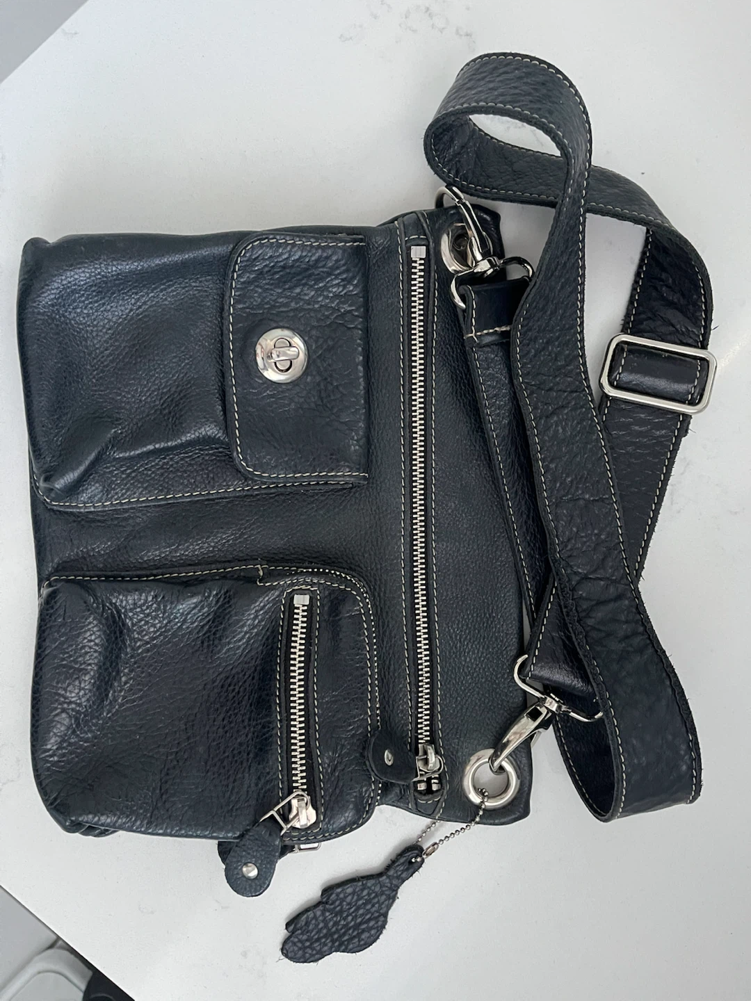 Black Roots Leather Crossbody Bag