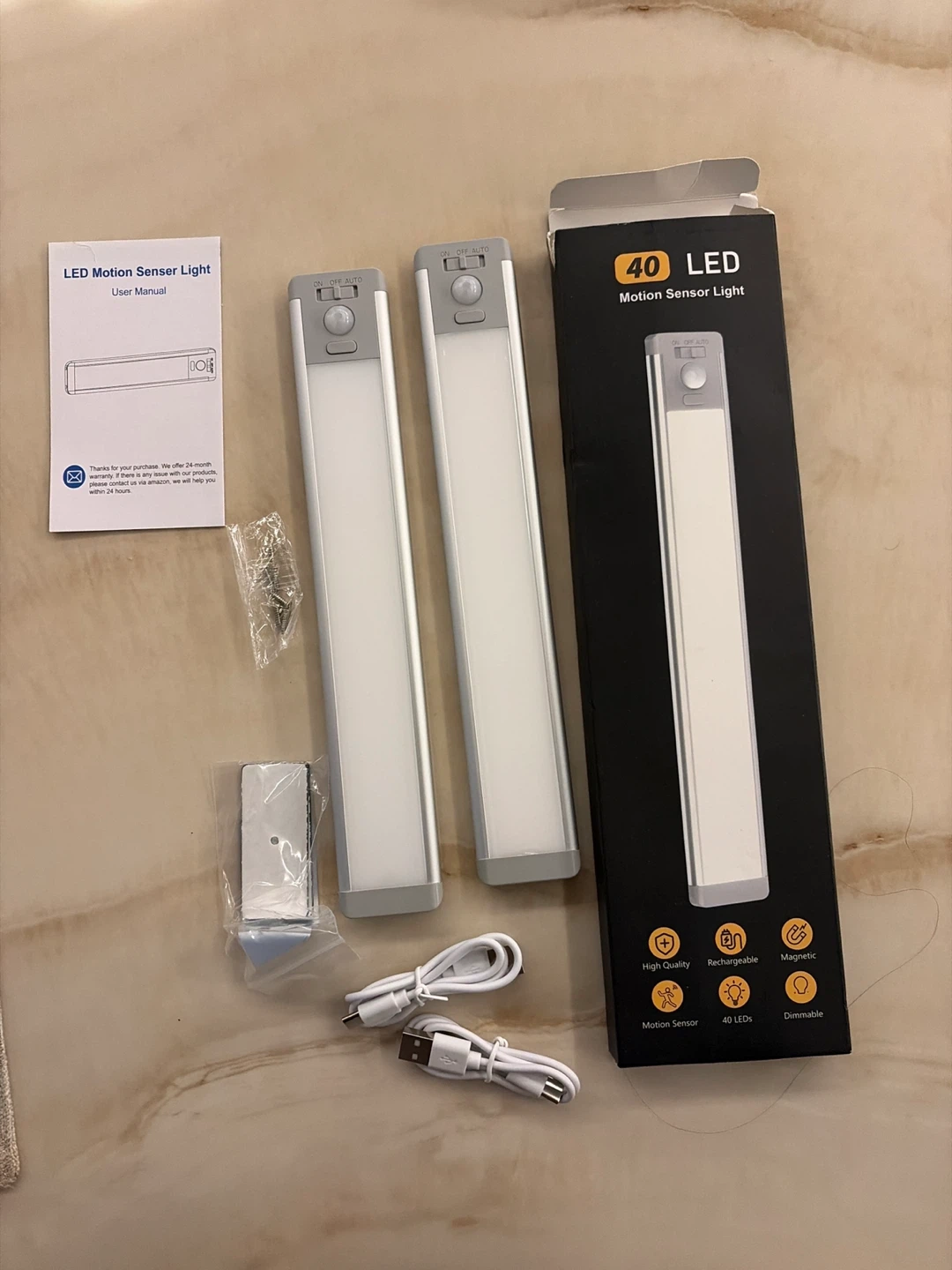 Set of 2 Rechargeable 40 LED Motion Sensor Lights