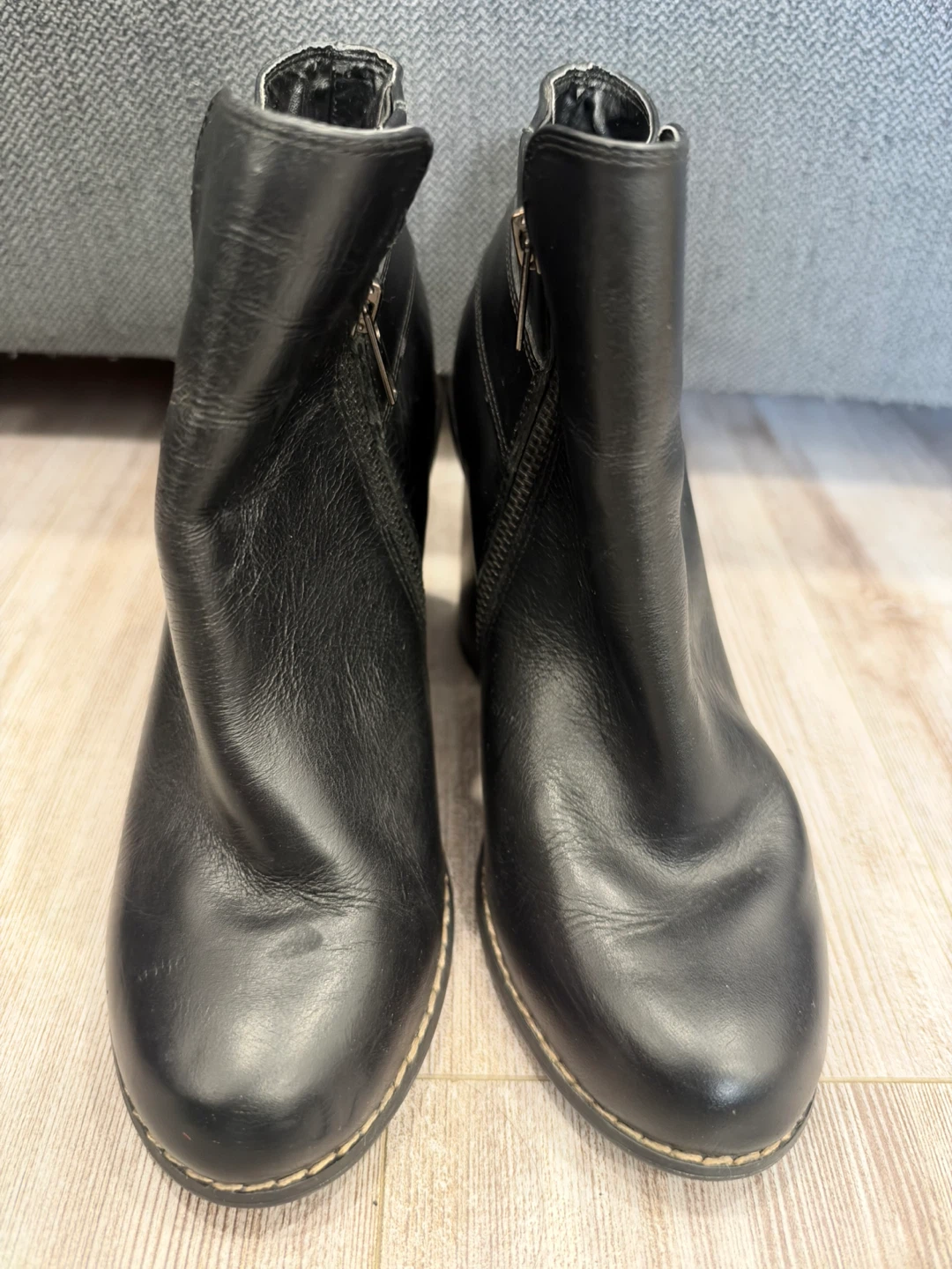 Guess black leather heeled ankle boots