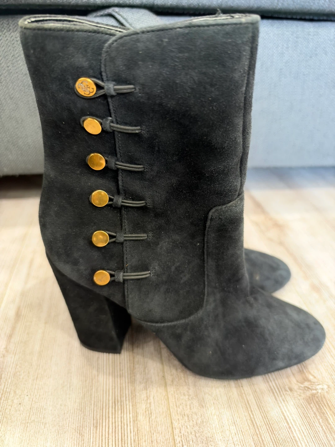 Guess Black Suede Heeled Boots