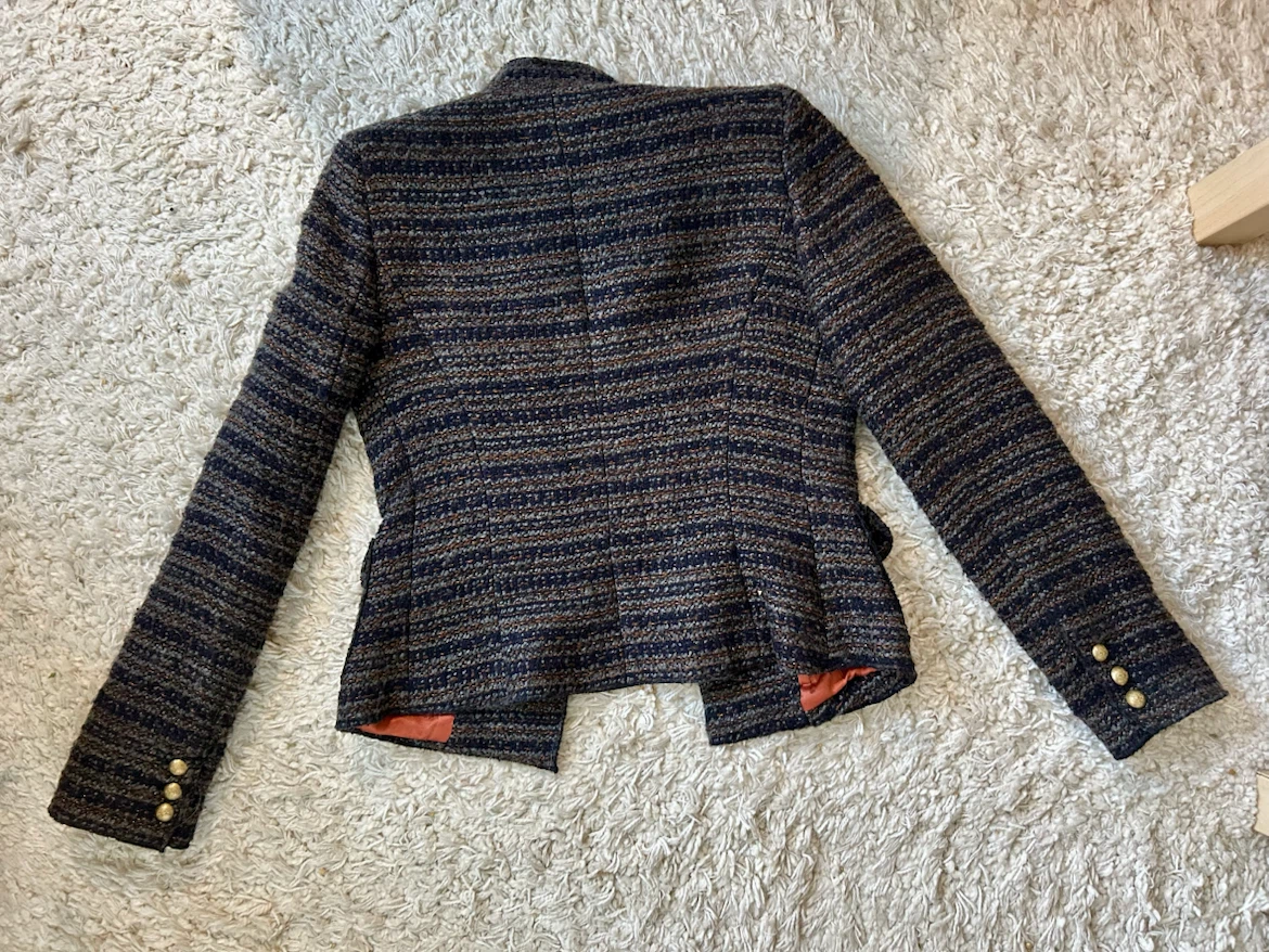 Blue and Bronze Metallic Striped Jacket - Size XS - photo 3