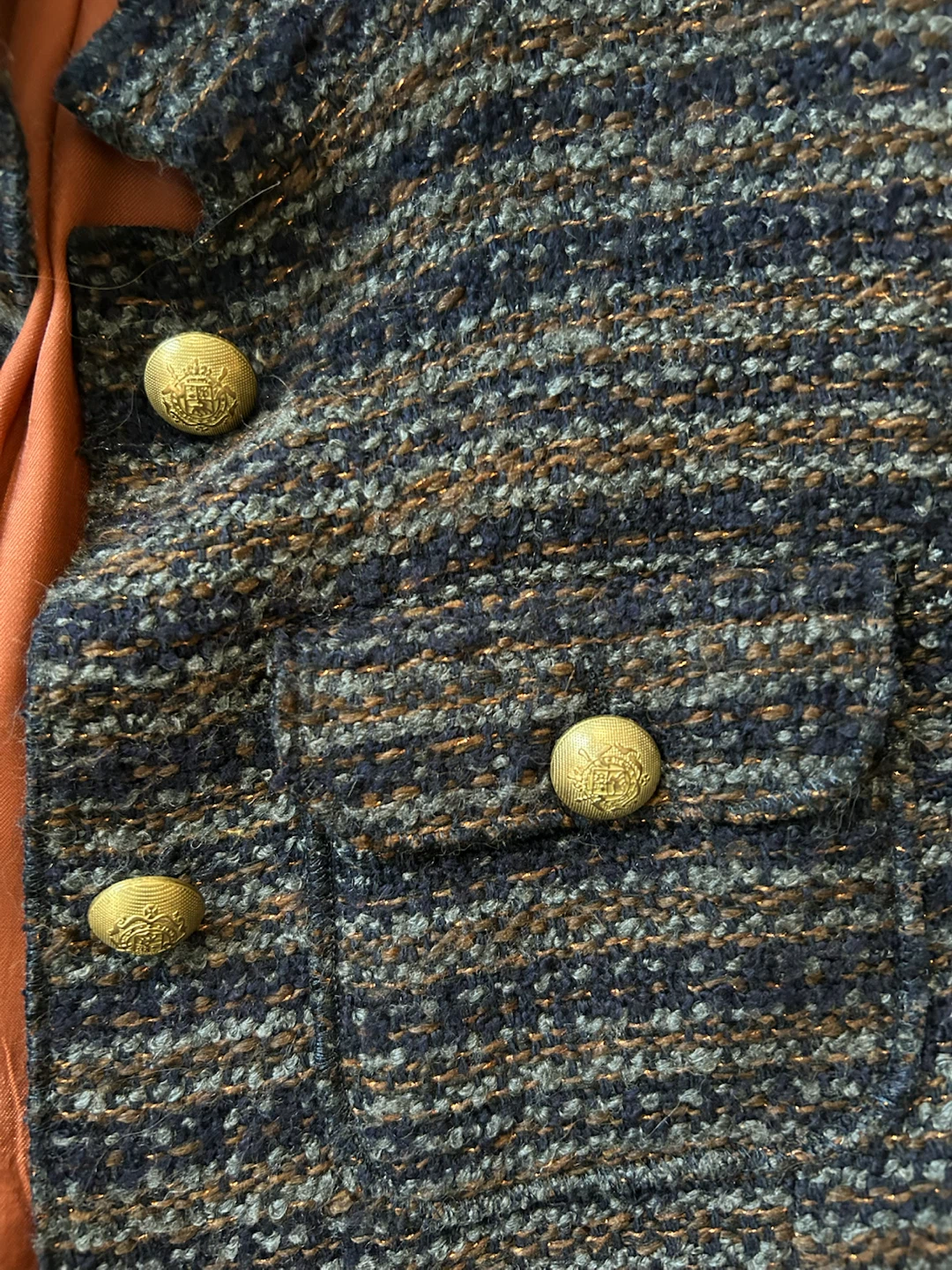 Blue and Bronze Metallic Striped Jacket - Size XS - photo 4