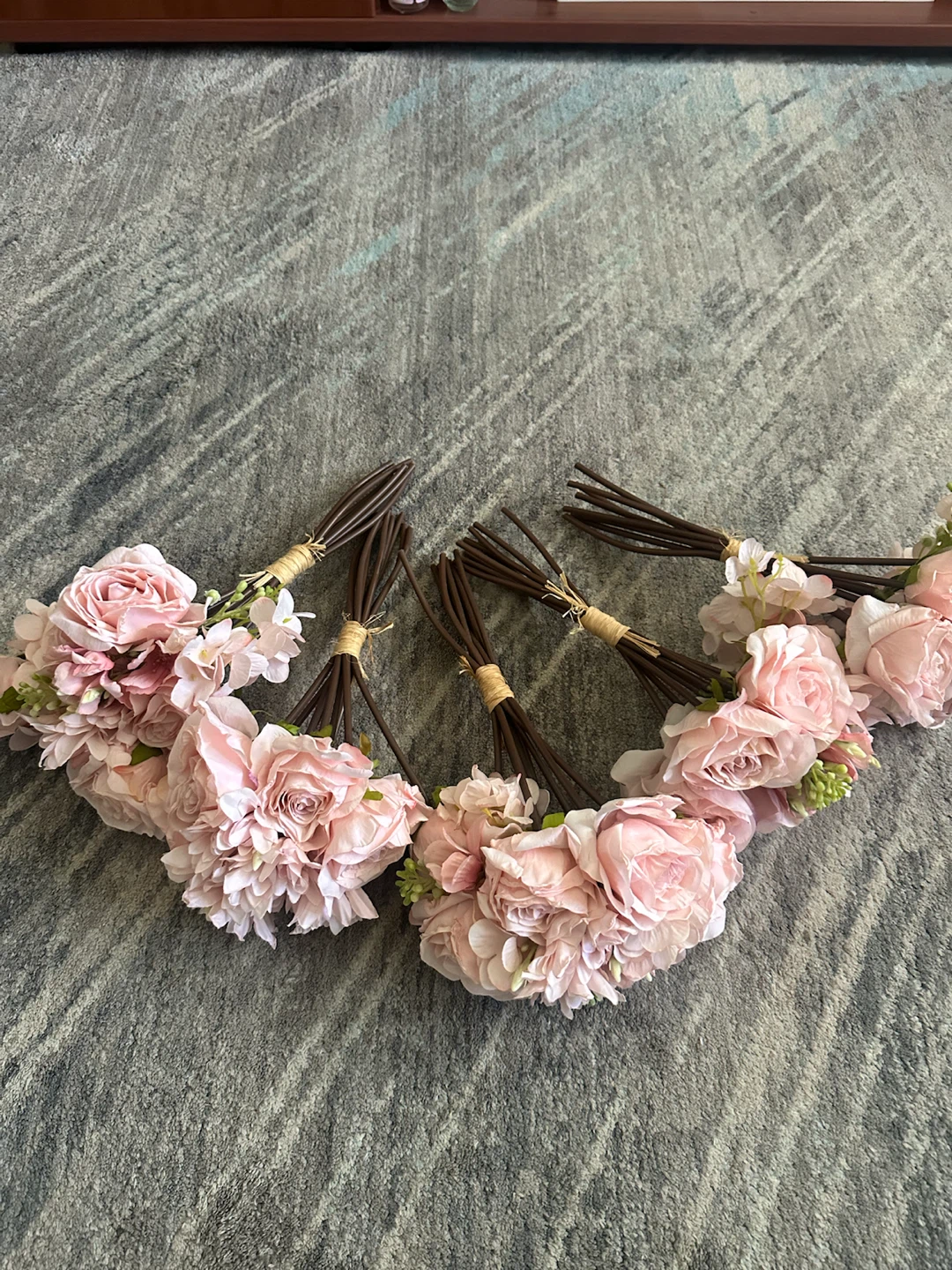 Set of 5 Artificial Pink Rose Bouquets