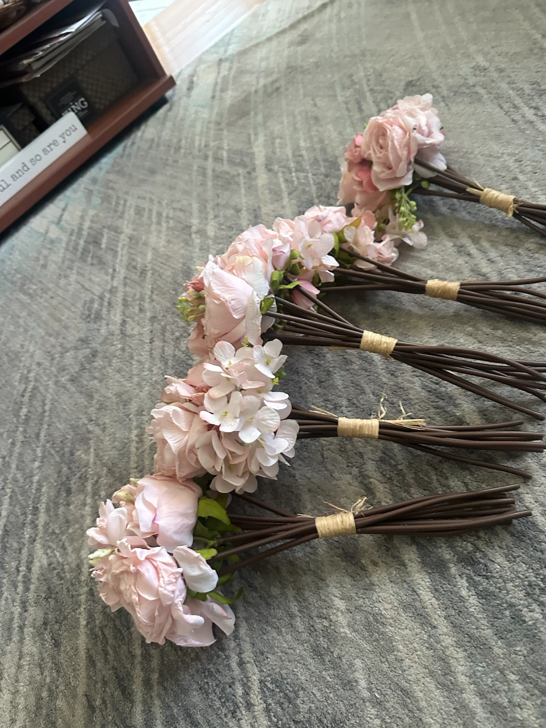 Set of 5 Artificial Pink Rose Bouquets - photo 3