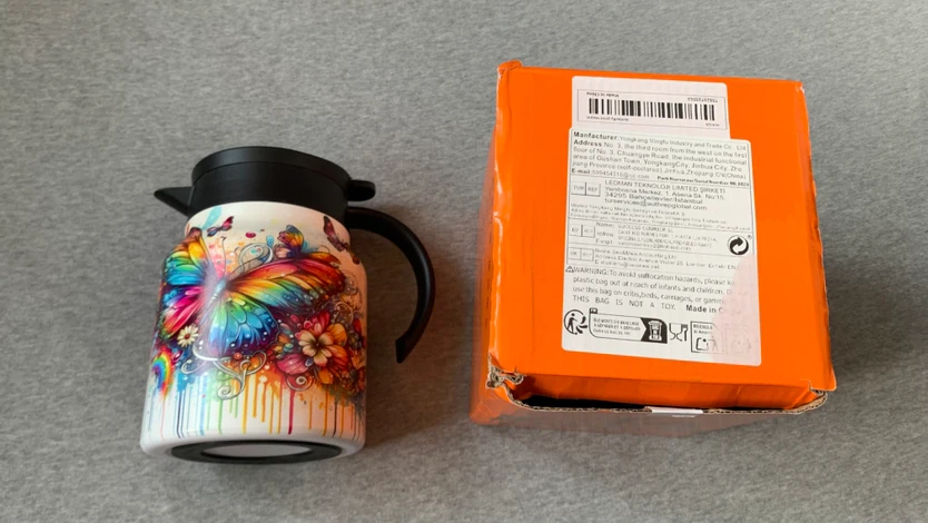 Abstract Butterfly Print Stainless Steel Tea/Coffee Carafe - photo 2