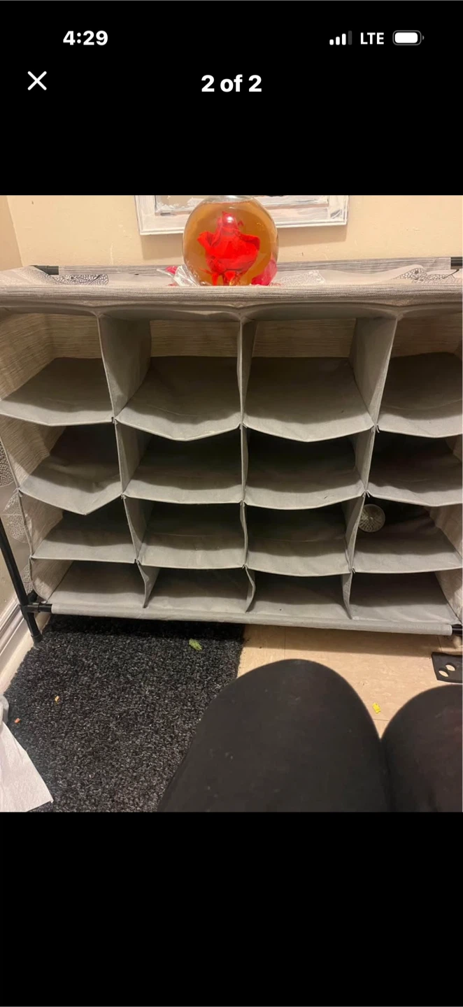 Grey 16-Cube Shoe Organizer