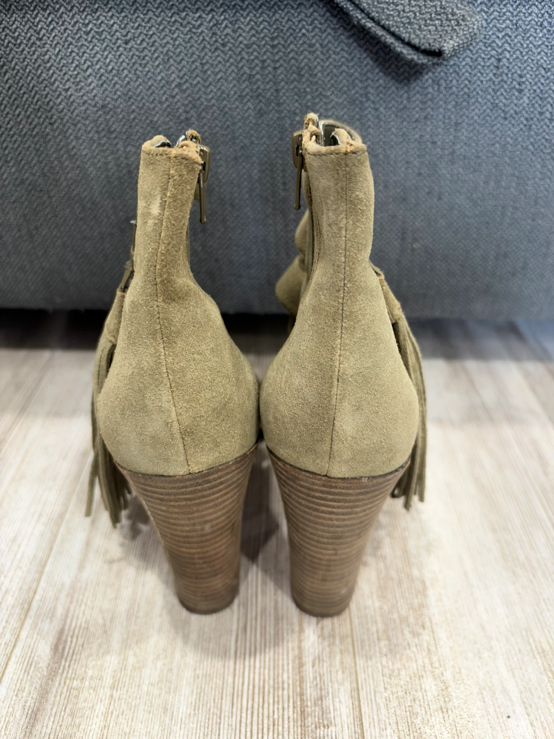 Guess Olive Green Suede Tassel Heeled Sandals - photo 3