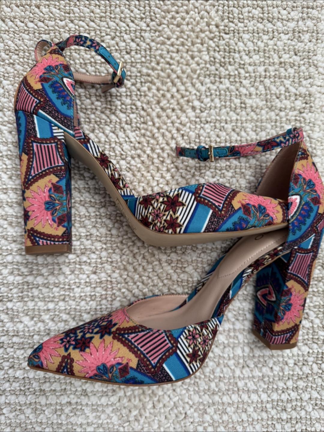 Aldo Printed Pattern Block Heel Pumps