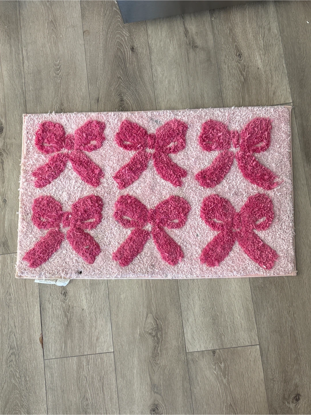 Pink Bow Pattern Bath Mat