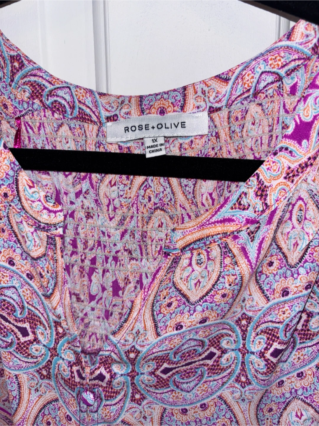 Rose + Olive Paisley Print Blouse 1X - photo 2