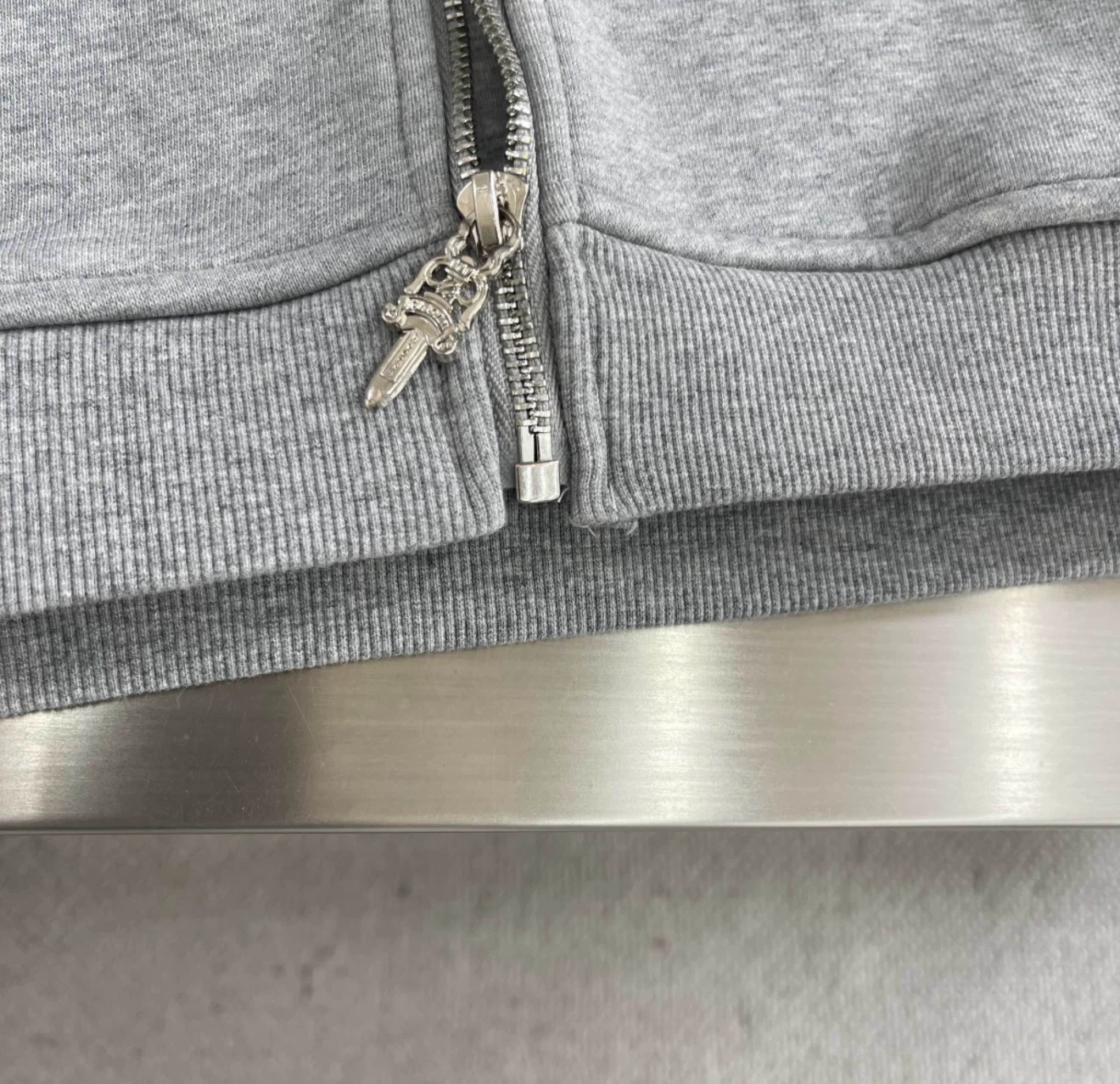 Grey Crome hearts zip up size L