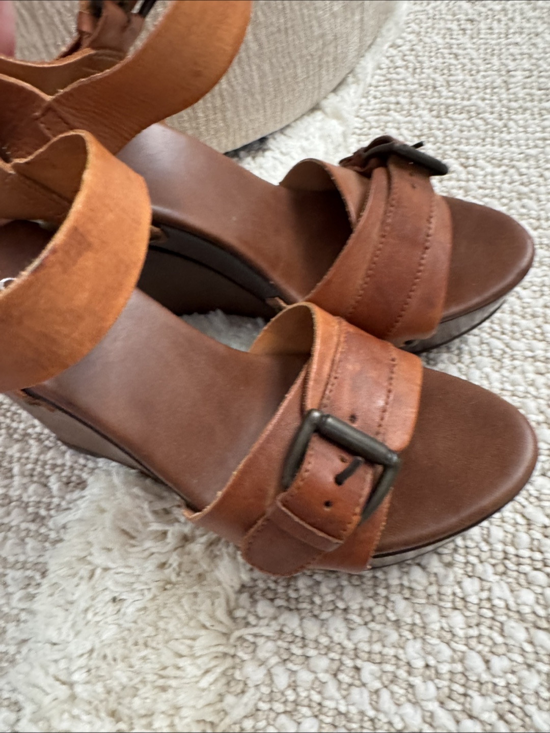 Aldo Tan Leather Platform Wedge Sandals - photo 2