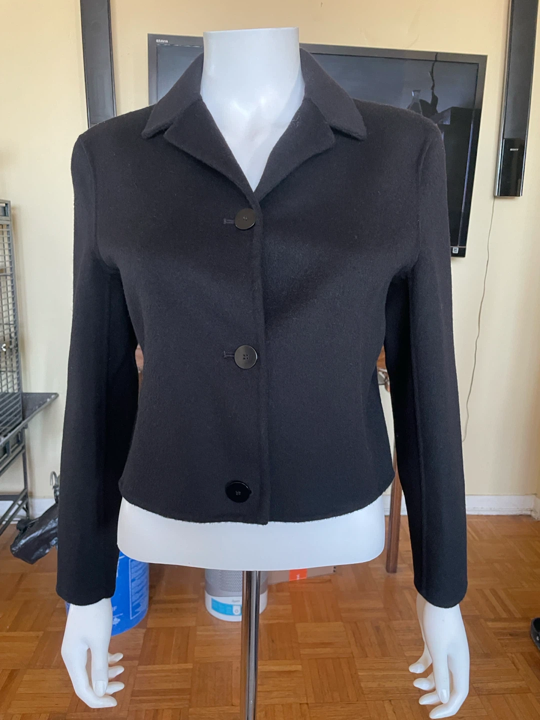 Theory black wool blend cropped jacket Size 6 - photo 2