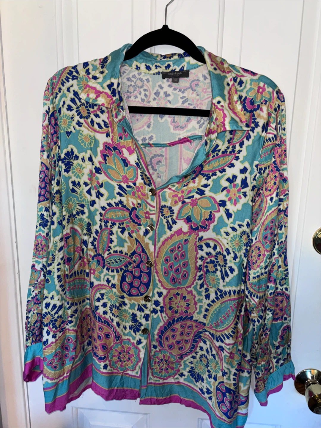 Haute Hippie Style Paisley Button-Down Shirt 1X