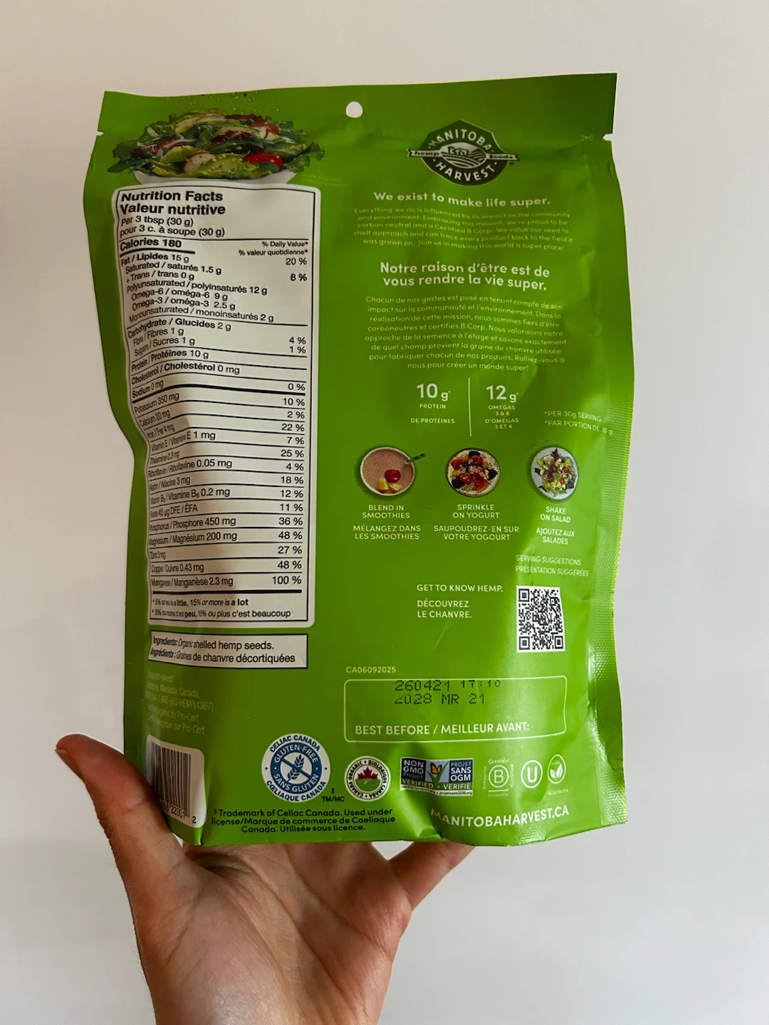 Manitoba Harvest Organic Hemp Hearts, Shelled Hemp Seeds, 340 g - photo 2