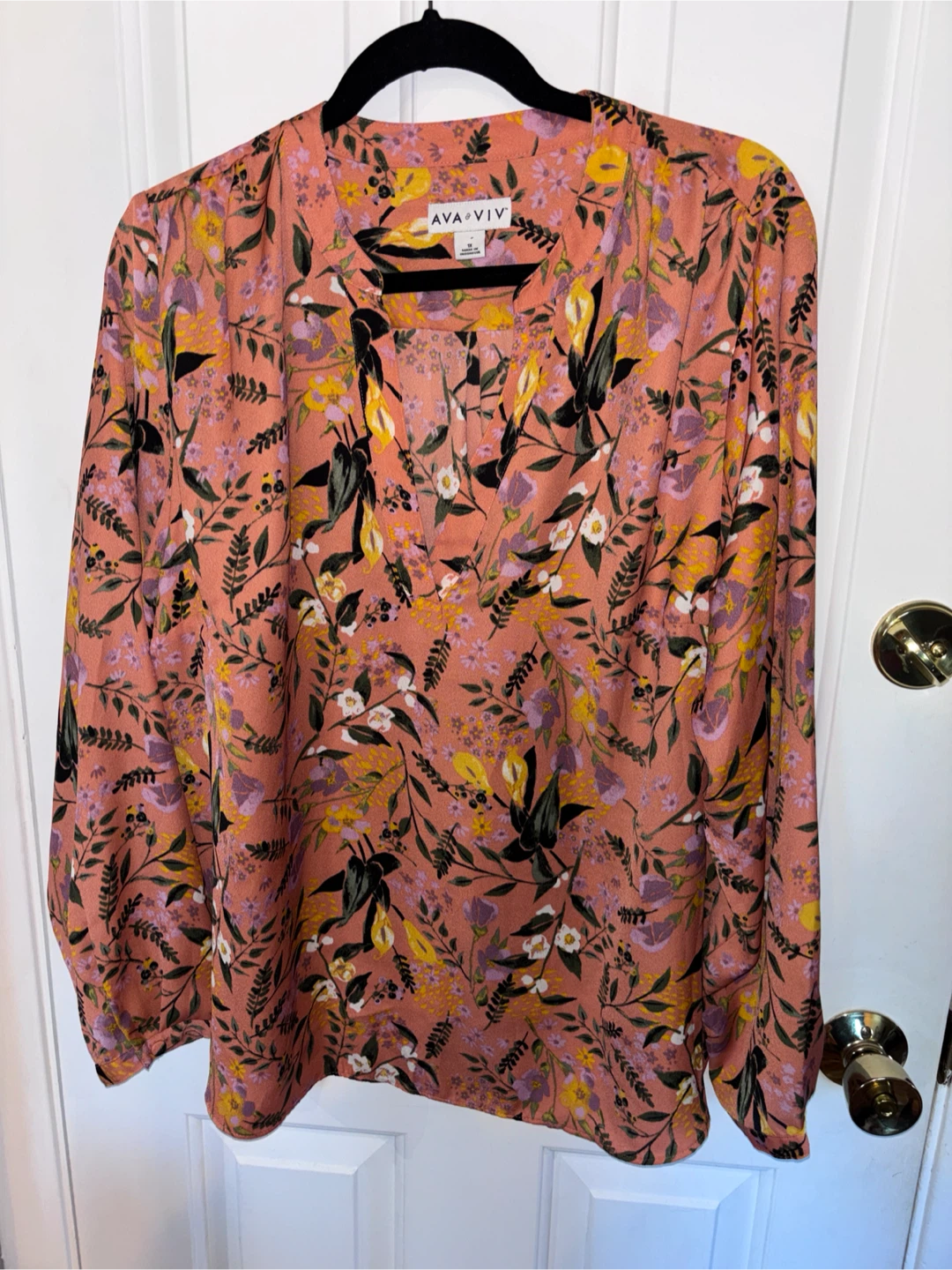 AVA & VIV Floral Long Sleeve Blouse