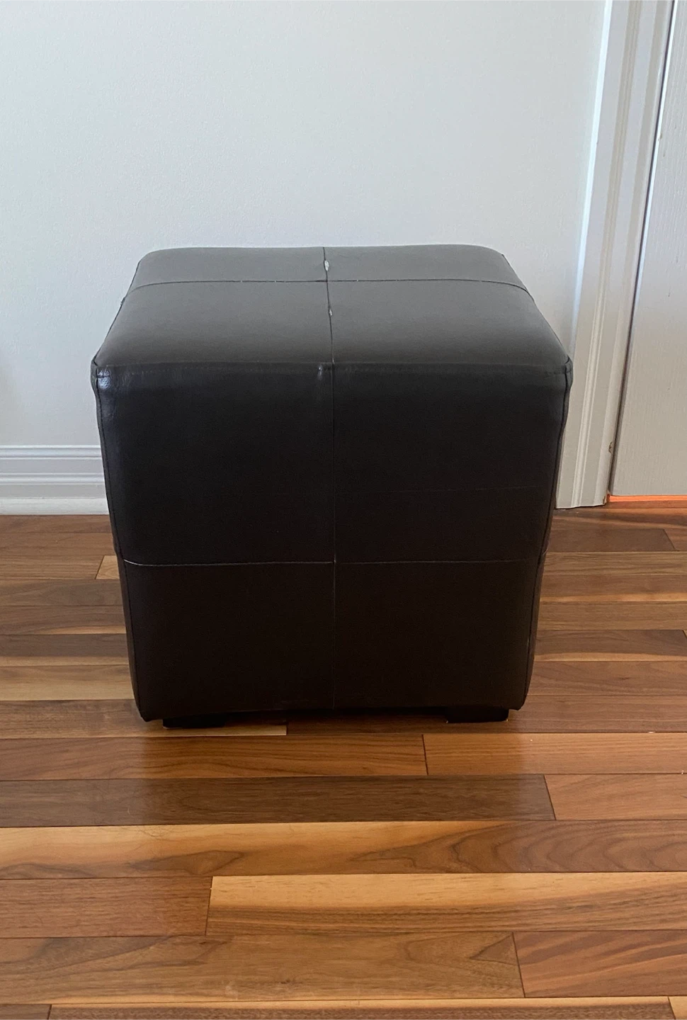 Faux Leather Ottoman / Pouf Stool – Black