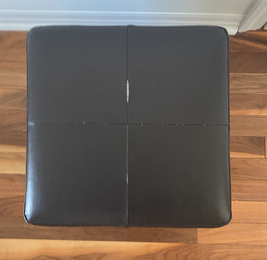 Faux Leather Ottoman / Pouf Stool – Black - photo 2