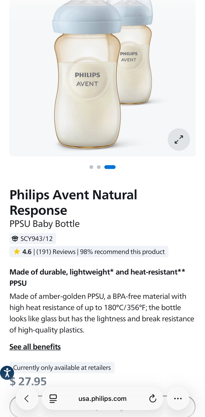 Philips Avent Natural Response PPSU Baby Bottles (Set of 8)