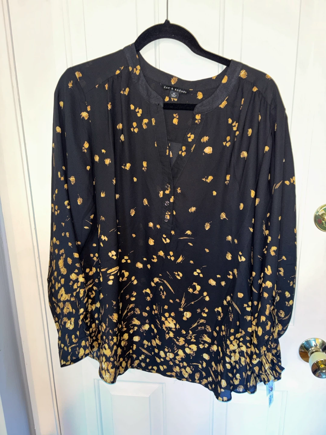 Zac & Rachel Black and Yellow Print Blouse