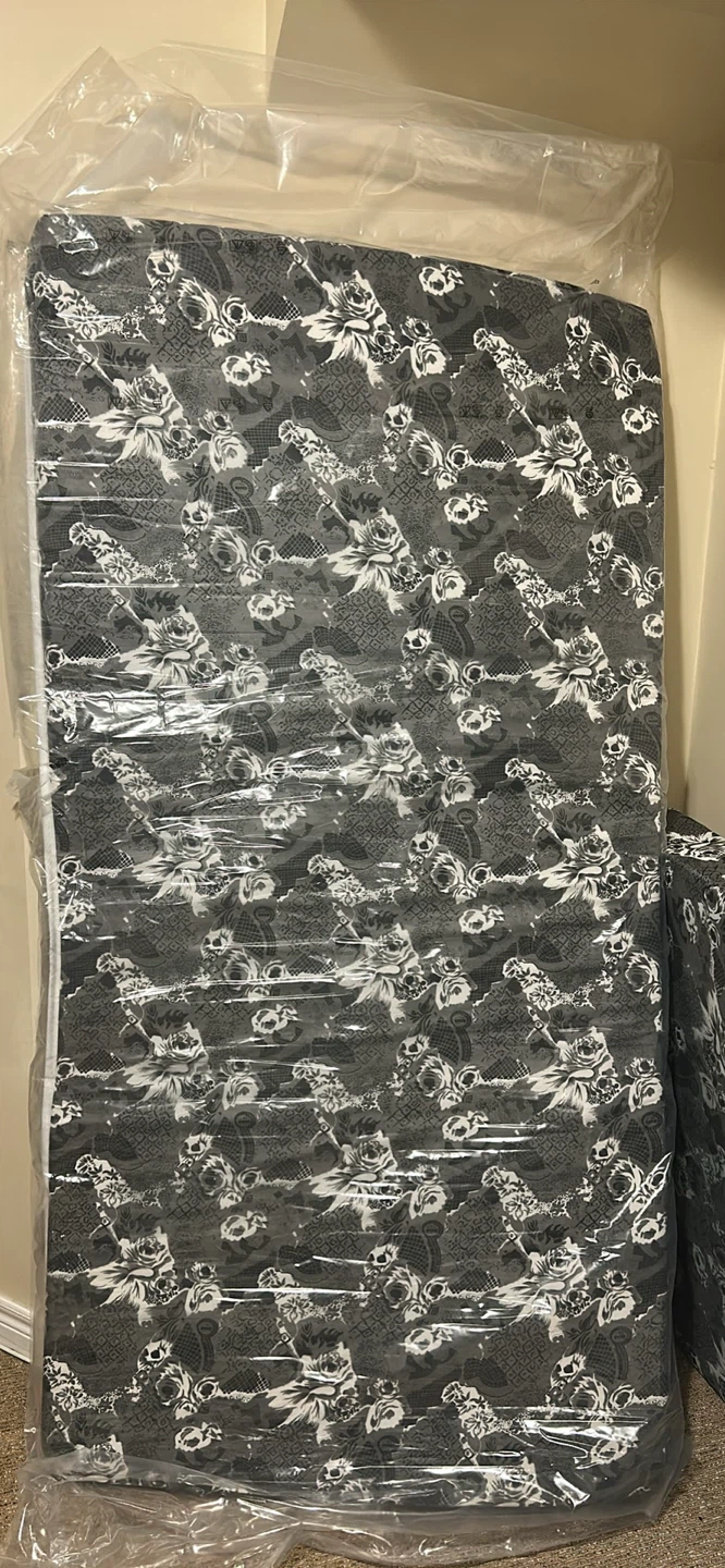Twin Mattress with Grey Floral Pattern