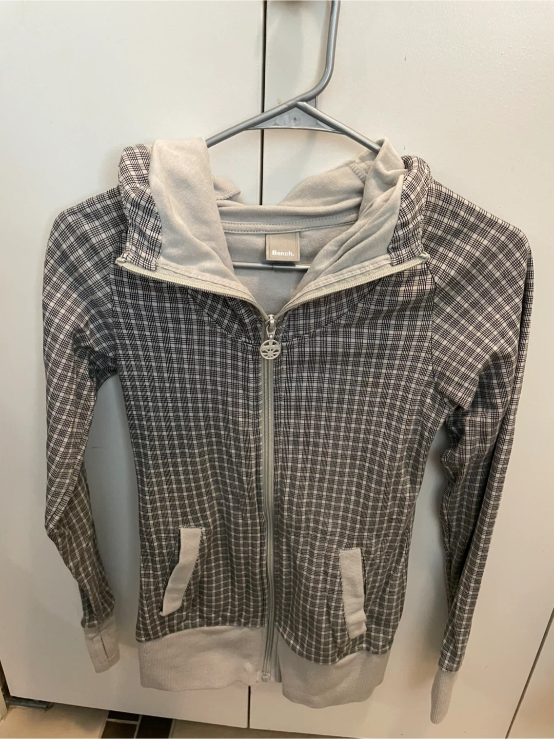 Bench XS Plaid Zip-Up Hoodie