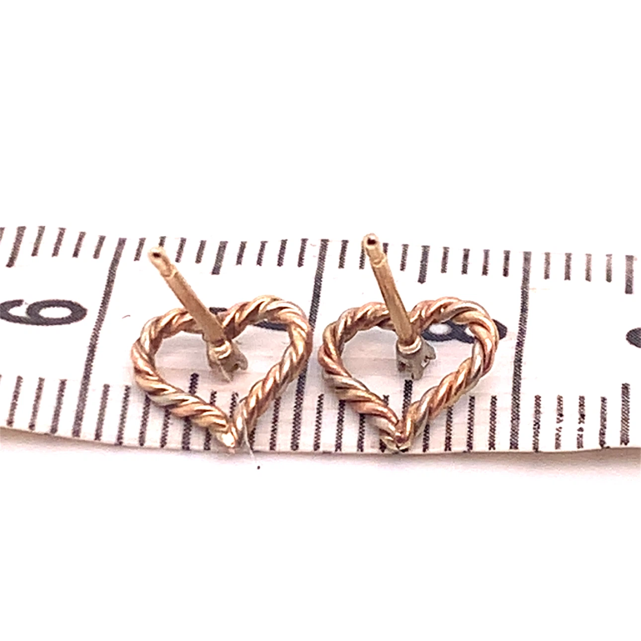 14k Gold Twisted Heart Stud Earrings with diamonds - photo 4