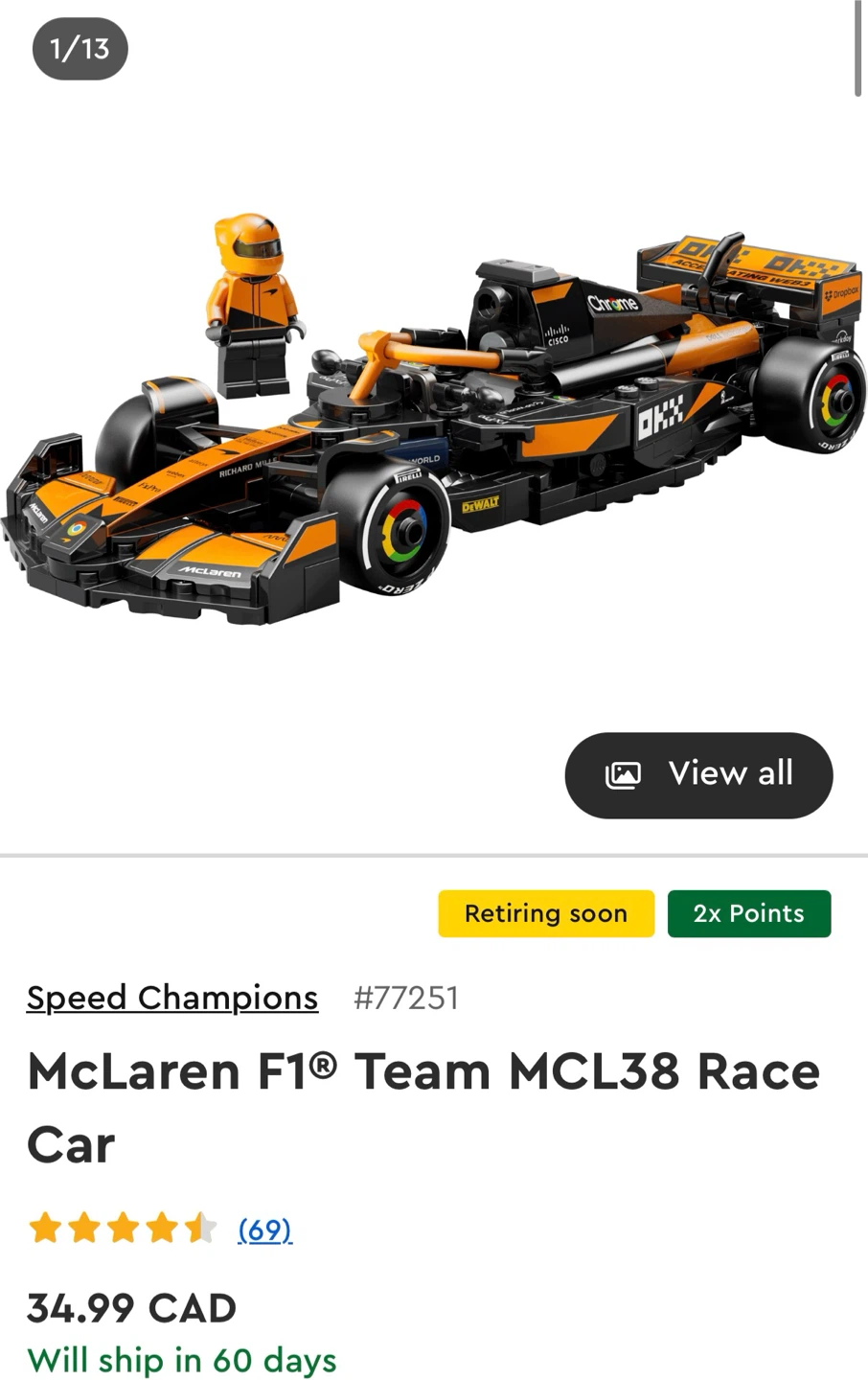 Lego Speed Champions McLaren F1® Team MCL38 Race Car - photo 4