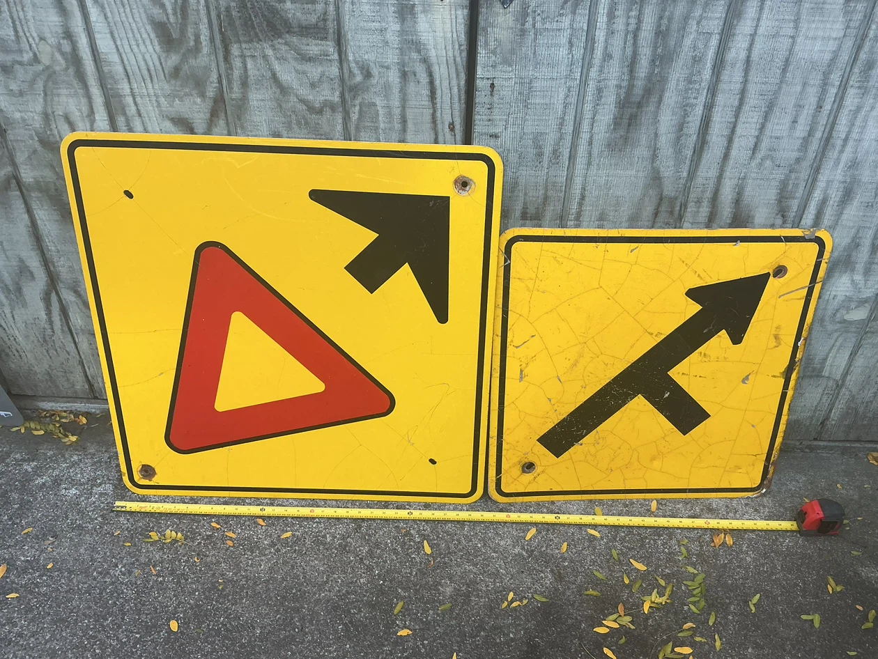 Two Vintage Metal Traffic Signs