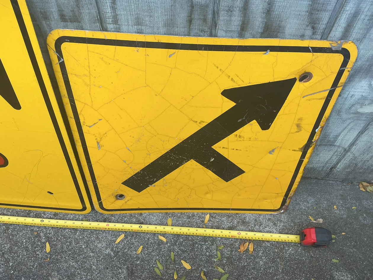 Two Vintage Metal Traffic Signs - photo 3